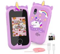 Ashfly Smartphone Niños,Teléfono Móvil para Niños Navidad Cumpleanos Regalo Juguetes Nina 3 4 5 6 7 8 9 10 Años, Teléfono móvil Juguete con Doble Cámara Reproductor de Música Juegos de Puzzle