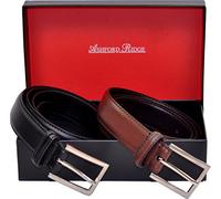 Ashford Ridge Hombres 30mm cinturones de cuero marrón y negro Set de Regalo (cintura tamaños 110cm - 120cm)