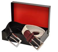 Ashford Ridge Hombres negro y crema cinturones elásticas Gift Set (cintura tamaños 90cm - 100cm)