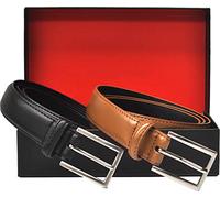 Ashford Ridge Juego de regalo de cinturones de cuero negro y marrón de 30 mm para hombre (tamaño de cintura de 32 a 60 pulgadas), Negro/Bronceado, M (81/91 cm)