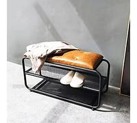 ASHILD Banco de entrada de alta calidad, banco de zapatos tapizado de cuero con botones, banco de almacenamiento de zapatos moderno, marrón, 100 x 31 x 45 cm