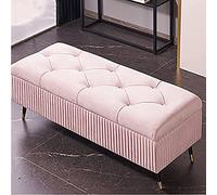 ASHILD Banco Otomano De Almacenamiento De Terciopelo, Tapizado De Lujo Para El Extremo De La Cama, Entrada O Dormitorio Moderno - Rosa, 110X45X45Cm