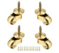 ASHILD Juego de 4 Ruedas de Tornillo de latón Macizo Pulido, Mini Ruedas para Muebles pequeñas de Color Dorado Vintage, Ruedas giratorias de 360 °, Carga de 150 kg, para mesas, Piano, reparación, r