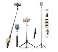 ASHINER Palo Selfie Tripode para Movil - 180cm Soporte de Teléfono con Control Remoto y Luces LED de Relleno para Viajes, Vlogging, Video, Fotos, Compatible con iPhone, Android