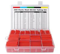 ASHINER Tubo Termoretractil para Cables - 580 Piezas EVA Material con Estuche de Almacenamiento Aislamiento Eléctrico y Reparaciones, Rojo