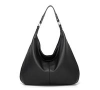 Ashioup Hobo - Bolso de hombro para mujer, de piel sintética suave, con cremallera, Negro -, Talla única