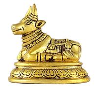 ASHIRWAD Nandi Brass Idol Estatua Escultura Murti Dios de Yoga Shiva Vahan Bull (Nandi-04)