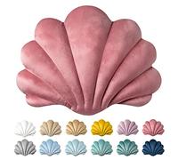Ashler - Almohadas 3D con Forma de Concha, cojín de Terciopelo Suave Incluido para sofá, Cama, Sala de Estar, Paquete de 1, Rosa, 35.6 x 27.9 cm