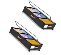 ASHLUYAK Caja Organizadora Debajo De La Cama Con Compartimentos Personalizables Y Ruedas Para Almacenamiento De Ropa De Temporada Organizadores De Almacenamiento De Cama De Capa Ajustable