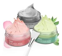 Ashlyn Juego de 3 máscaras de arcilla, máscara facial de arcilla de té verde, máscaras faciales de rosas para el cuidado de la piel, máscara de limpieza profunda de burbujas del Mar Muerto, máscaras