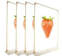 Ashoaza 4 Piezas Soporte para Letreros de Acrílico A4, Soporte de Acrílico A4, Expositor Metacrilato de Sobremesa Transparente en Forma de L, Soporte para Porta Menús, Porta Póster, Marco de Fotos A4