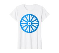 Ashoka Chakra India Orgullosa Cultura Rueda del Dharma Camiseta gráfica económica, Mujer, Blanco, S