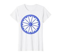 Ashoka Chakra India Orgullosa Cultura Rueda del Dharma Camiseta gráfica económica, Mujer, Blanco, XS