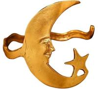 Ashopfun Brazalete de luna y estrella, donde la magia celestial se une a la artesanía terrenal, pulsera abierta con patrón de estrella y luna, pulsera ajustable con diseño de luna y luna, oro y plata