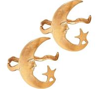 Ashopfun Brazalete de luna y estrella, donde la magia celestial se une a la artesanía terrenal, pulsera abierta con patrón de estrella y luna, pulsera ajustable con diseño de luna y luna, oro y plata