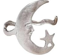 Ashopfun Brazalete de luna y estrella, donde la magia celestial se une a la artesanía terrenal, pulsera abierta con patrón de estrella y luna, pulsera ajustable con diseño de luna y luna, oro y plata