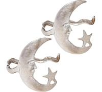 Ashopfun Brazalete de luna y estrella, donde la magia celestial se une a la artesanía terrenal, pulsera abierta con patrón de estrella y luna, pulsera ajustable con diseño de luna y luna, oro y plata