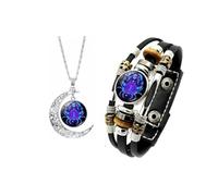 Ashopfun Spiritio - Pulsera de cuero con signos del zodiaco, pulsera espiritual, manifestación del zodíaco, pulsera ajustable multicapa para manifestación para mujeres y hombres, 7.5 inches, Cuero