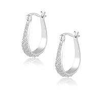 Ash's Choice Aros de Oro 14K/Plata de Ley 925 con Circonita Cubica Ovalada Hipoalergenicos