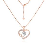 ASH'S CHOICE Collar De Corazón Plata De Ley 925 De Circón De Amor - El Mejor Regalo Para Joyería De Mujer