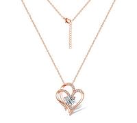 ASH'S CHOICE Collar Mujer Oro Rosa Hipoalergénico Corazón Circón Regalo