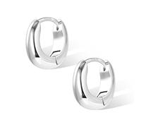 ASH'S CHOICE Pendientes de aro de plata 925 pequeños para mujer, chapados en oro de 14 quilates, plata 925, pendientes ovalados, gruesos, ligeros, anchos, cartílagos, pendientes de aro Huggie pequeños