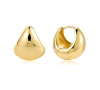 ASH'S CHOICE Pendientes de aro pequeños de plata 925 para mujer, gruesos, de oro de 14 quilates, Huggie, ligeros y anchos, Plata de ley