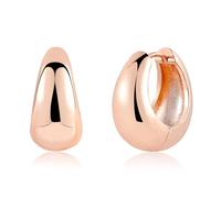 ASH'S CHOICE Pendientes de Aro Pequeños de Plata 925 para Mujer, Gruesos, de Oro de 14 Quilates, Huggie, Ligeros y Anchos