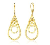 ASH'S CHOICE Pendientes Mujer Dorados, Pendientes Zircon Colgantes Oro, Elegante, Ligeros, Hipoalergénicos, Plata 925, Chapados en 14K Oro, para Fiesta, Banquete, Regalos de Joyería