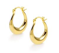 ASH'S CHOICE Pendientes Mujer Oro 14K Aro Curvo Gradiente Grueso Huggie