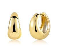 ASH'S CHOICE Pendientes Mujer Oro 14K Aro Gota Gradiente Grueso Liso Huggie