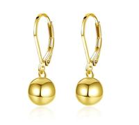 ASH'S CHOICE Pendientes Mujer Oro 14K Colgantes Esfera Leverback Brillante