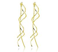 ASH'S CHOICE Pendientes Mujer Oro 14K Colgantes Hilo Flecos Ondulados