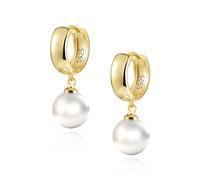 ASH'S CHOICE Pendientes Mujer Oro 14K Perla Redonda Leverback Colgantes