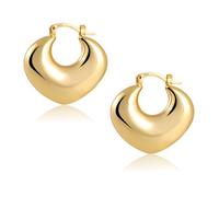 ASH'S CHOICE Pendientes Mujer Plata 925, Chapados en 14K Oro, Aro Pequeños, Minimalistas