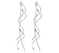 ASH'S CHOICE Pendientes Plata Mujer, Pendientes Colgante e Línea Ondulados, Largos y Brillantes, Aretes de Gota, Hipoalergénicos, Poste de Plata 925, Regalos de Joyería