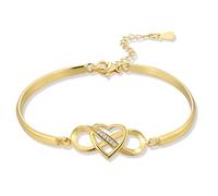 ASH'S CHOICE Pulsera Mujer Oro de Corazón Infinito, Ajustable Pulsera Ancha Amor Infinito Acero Inoxidable, Chapada en Oro 14K, Pulsera de Amor, Minimalismo, Regalo de Joyería para Mujer Niñas
