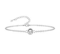ASH'S CHOICE Pulsera Mujer Plata de Zircon Redondo, Ajustable Pulsera Acero Inoxidable, Chapada en Oro 14K, Pulsera de Amistad, Regalo de Joyería para Mujer Niñas