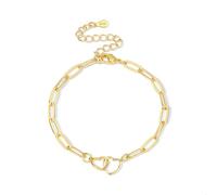 ASH'S CHOICE Pulsera Oro Mujer 14K Doble Corazón Minimalismo Ajustable