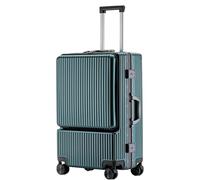 ASHSDI Maleta Cabina El Equipaje Duro con El Bolsillo Delantero, Maleta con Marco De Aluminio TSA Lock Continúa El Equipaje Maletas de Viaje Cabina (Color : Grün, Size : 22 Inch)