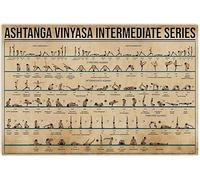 Ashtanga Vinyasa Intermediate Series - Póster horizontal vintage para decoración de pared de metal, póster de 8 x 12 pulgadas