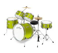 Ashthorpe - Juego completo de 5 tambores para niños con platillos de latón auténtico, kit avanzado para principiantes con graves de 16 pulgadas, trono ajustable, platillos, hi-Hats, pedales y baquetas, varios colores