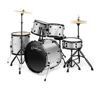 Ashthorpe Juego completo de batería para adultos de 5 piezas con cabezales Remo, color plateado