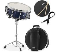 Ashthorpe Juego de tambor con cabezal Remo (azul) - Kit para principiantes con soporte, bolsa acolchada, almohadilla de práctica, correa para el cuello y palos