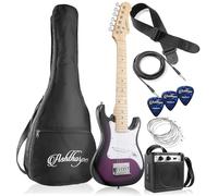 Ashthorpe Kit de guitarra eléctrica para principiantes de 30 pulgadas con amplificador (púrpura), paquete básico de inicio con bolsa de concierto, cuerdas, correa, púas