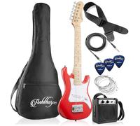 Ashthorpe Kit de guitarra eléctrica para principiantes de 30 pulgadas con amplificador (rojo), paquete básico de inicio con bolsa de concierto, cuerdas, correa, púas