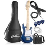 Ashthorpe Kit de guitarra eléctrica para principiantes de 30 pulgadas para niños con amplificador (azul), paquete básico de inicio con bolsa de concierto, cuerdas, correa, púas