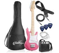 Ashthorpe Kit de guitarra eléctrica para principiantes de 30 pulgadas para niños con amplificador (rosa), paquete básico de inicio con bolsa de concierto, cuerdas, correa, púas