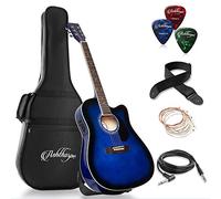 Ashthorpe Paquete de guitarra acústica eléctrica de tamaño completo Cutaway Thinline - Premium Tonewoods