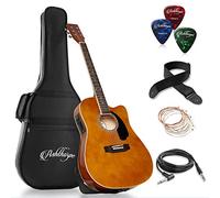 Ashthorpe Paquete de guitarra acústica eléctrica de tamaño completo Cutaway Thinline - Premium Tonewoods